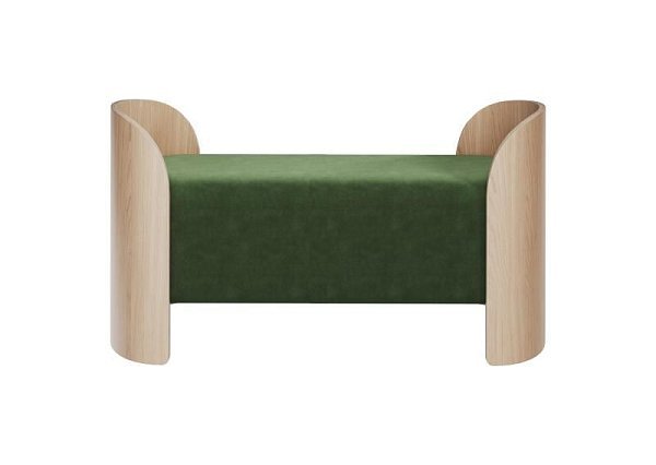 Банкетка Lagom 2 120 см (зелено-голубой FiberGuard, натуральный дуб)