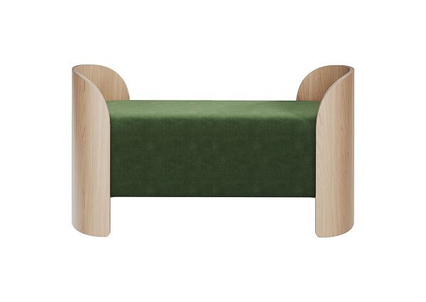 Банкетка Lagom 2 120 см (зелено-голубой FiberGuard, натуральный дуб)