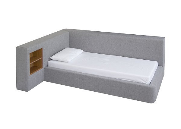 Диван-кровать Cube c нишей M (cветло-серый, твид)