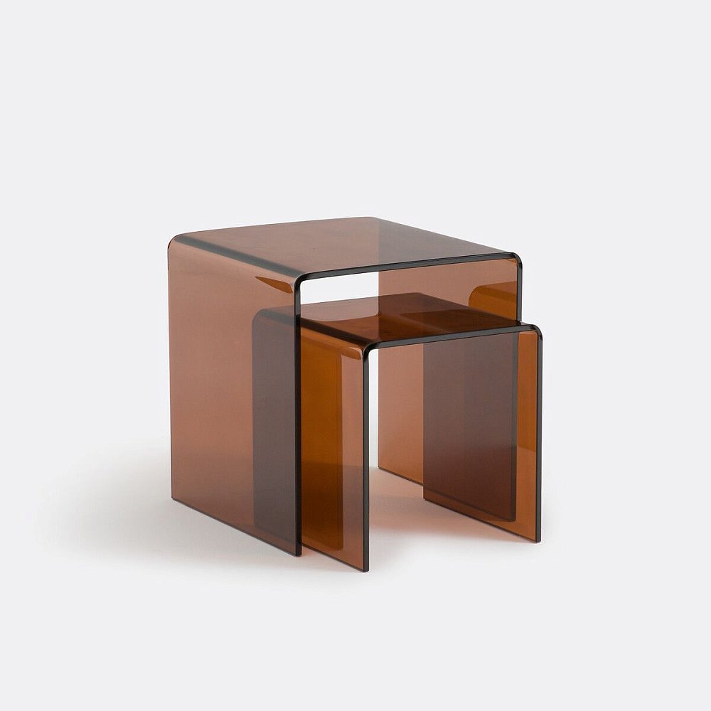 Комплект из 2 приставных столиков из закаленного стекла Joan единый размер оранжевый