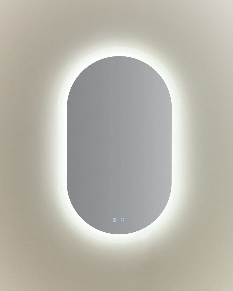 Овальное зеркало для ванной Mervi со LED подсветкой и защитой от запотевания 80 x 50 см