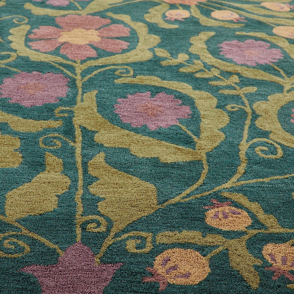 Шерстяной ковер с цветочным узором Antonia 160 x 230 см зеленый