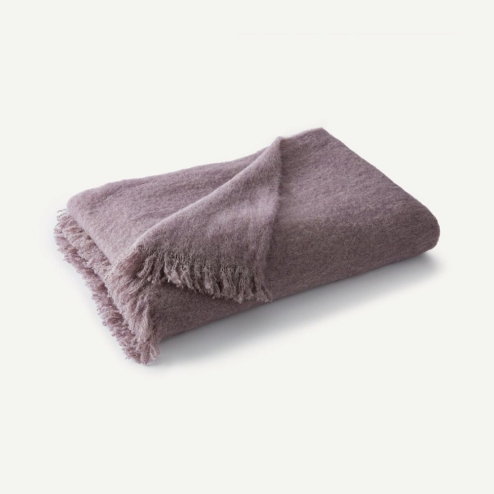 Однотонный плед шерсть и полиамид Mantas 130 x 180 см фиолетовый
