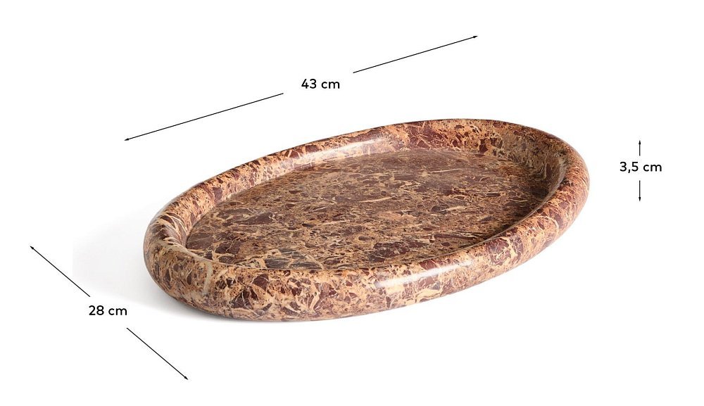 Поднос Lenorel из бордового мрамора 43 x 28 см