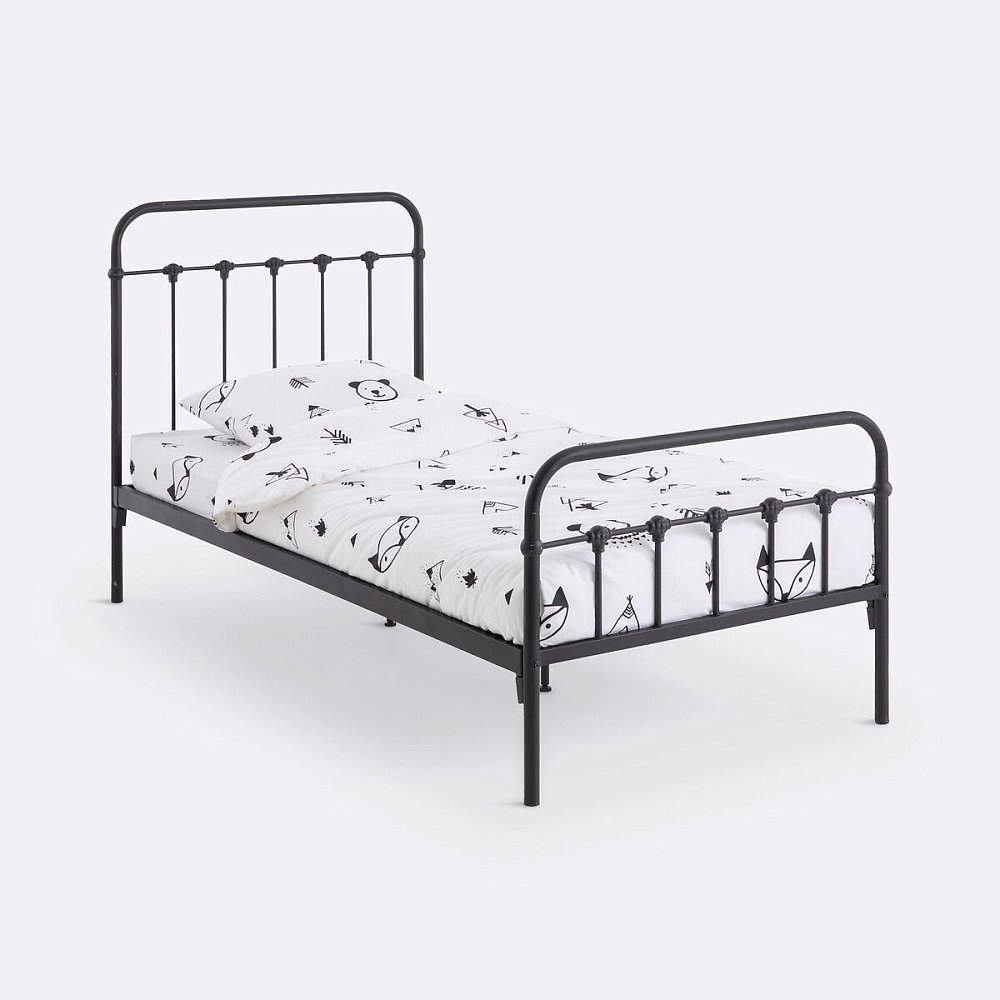 Кровать детская с прутьями Asper 90 x 190 см черный