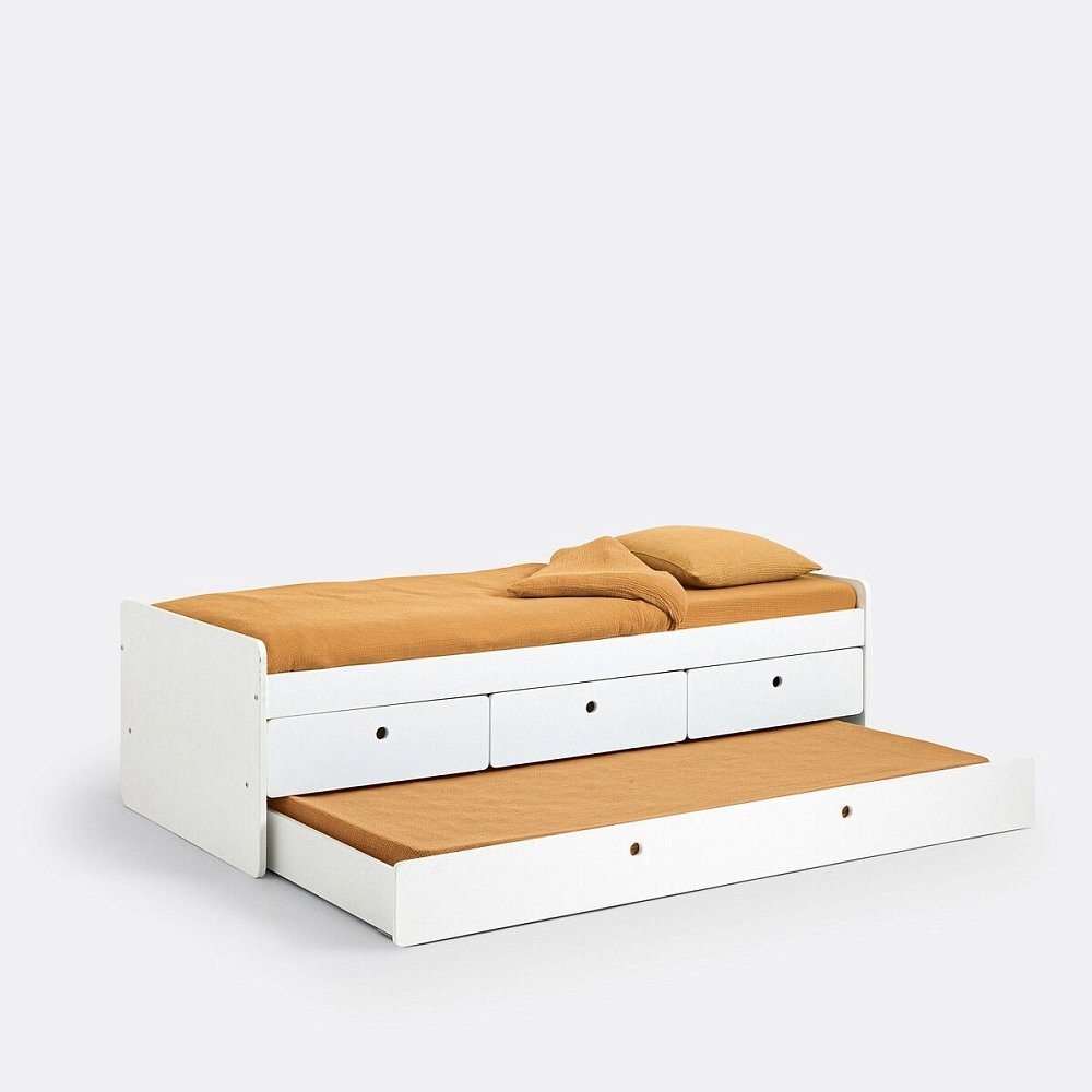 Кровать с ящиками и сеткой SELISA 90 x 190 см белый