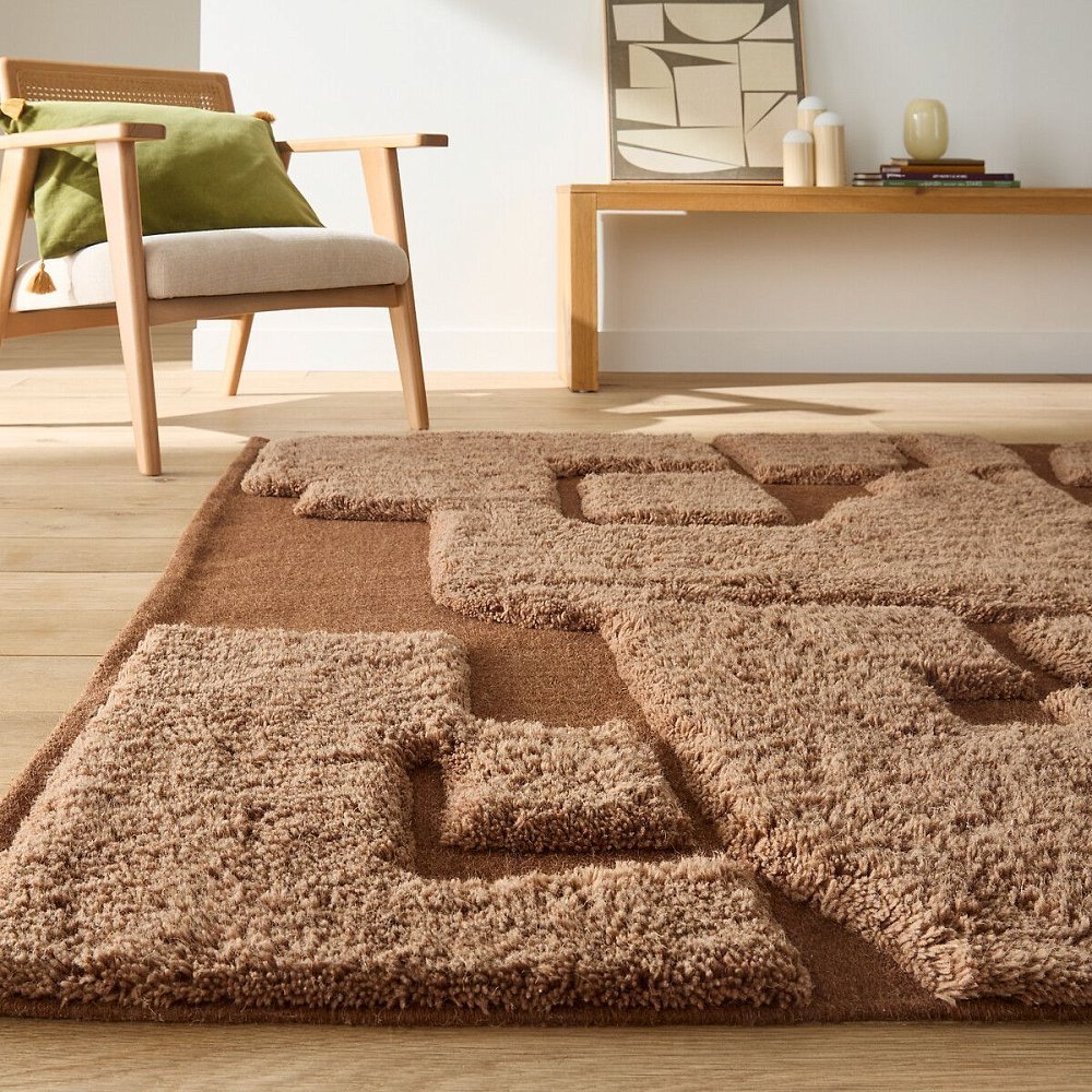 Ковер из шерсти Elfiga 160 x 230 см каштановый