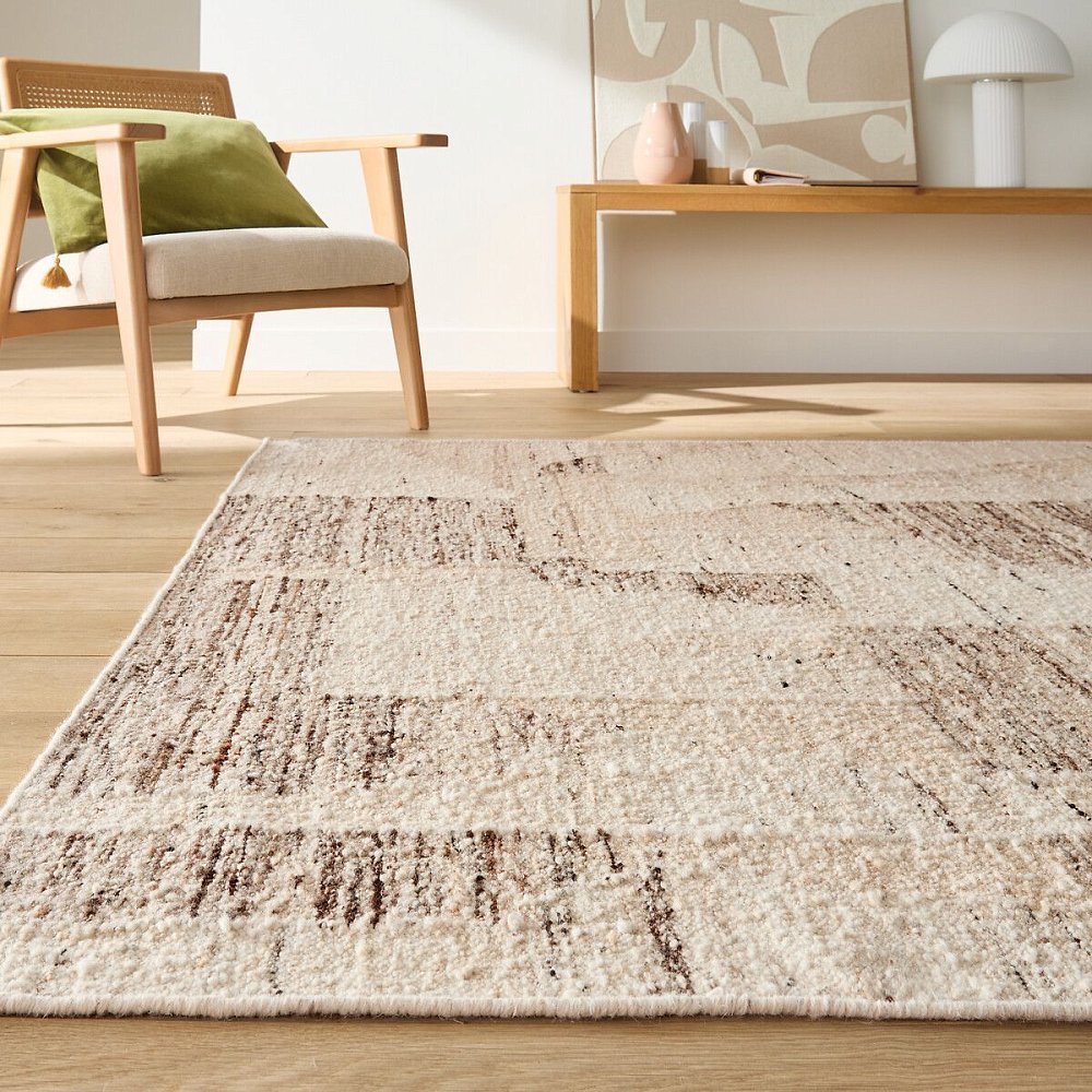 Шерстяной ковер с коротким ворсом Laoka 160 x 230 см бежевый