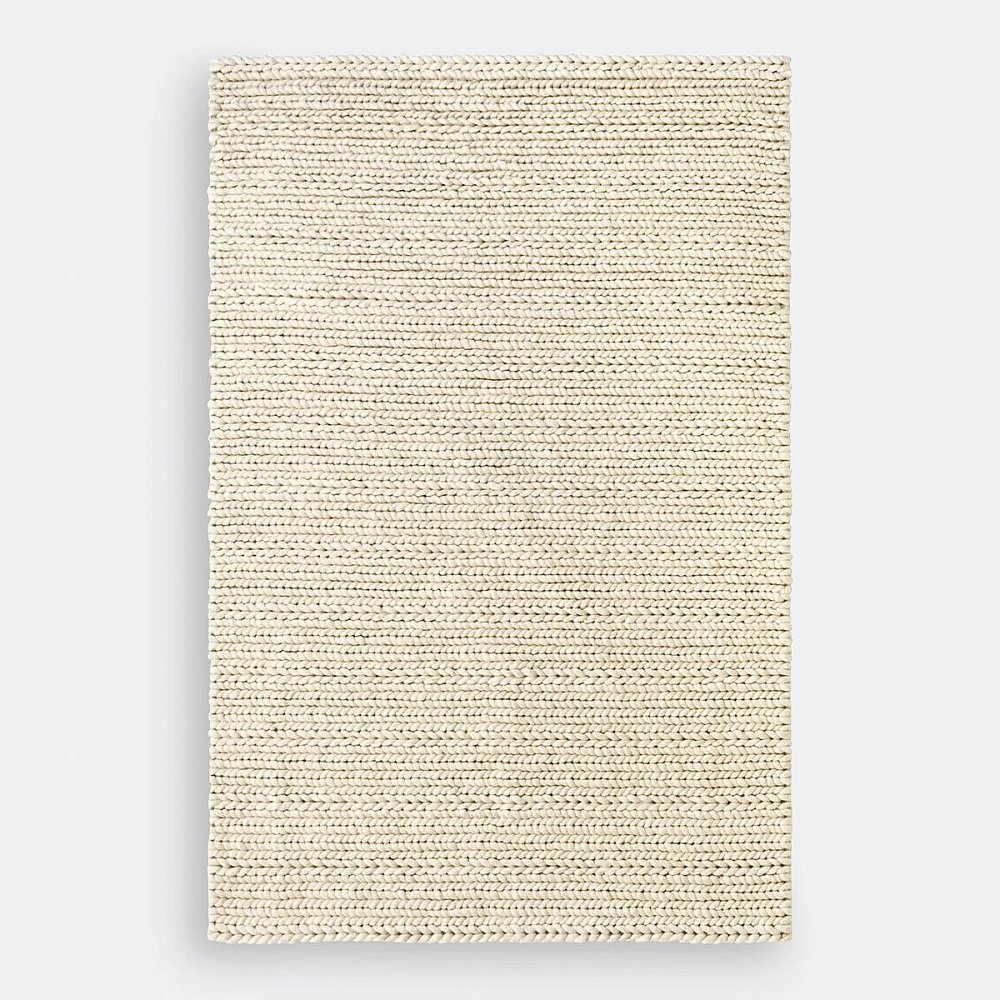 Ковер шерстяной Diano Диано с эффектом вязки 120 x 170 см белый