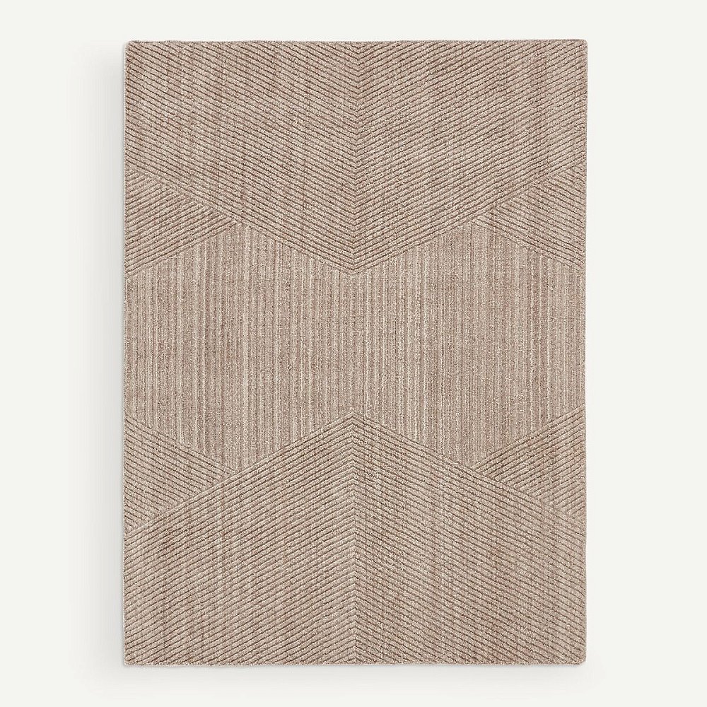 Ковер из шерсти и рельефной вискозы Aitor 120 x 180 см бежевый