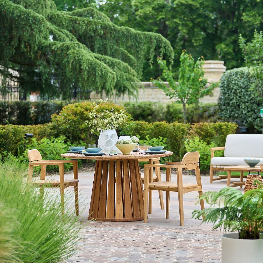 Стол садовый из тика Velizy на 6 персон бежевый