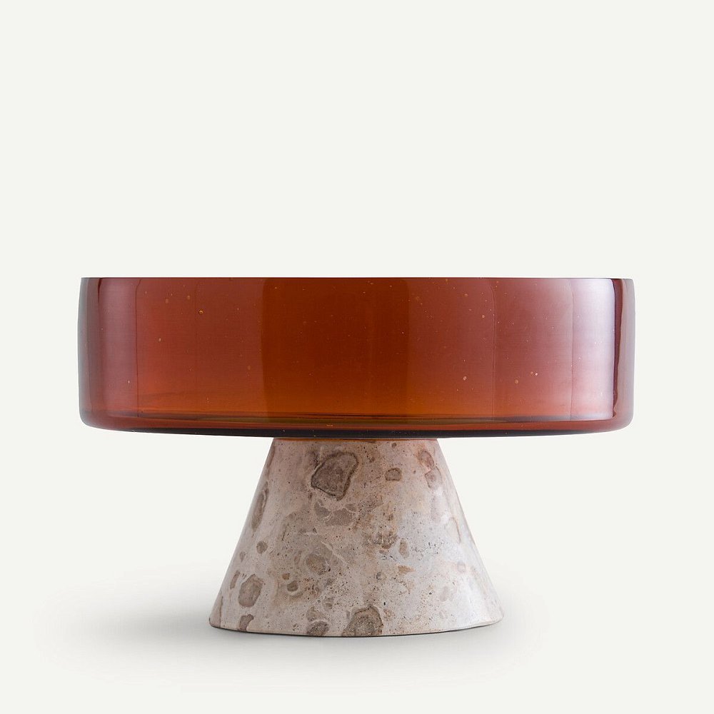 Чаша из стекла и мрамора Trapani единый размер каштановый