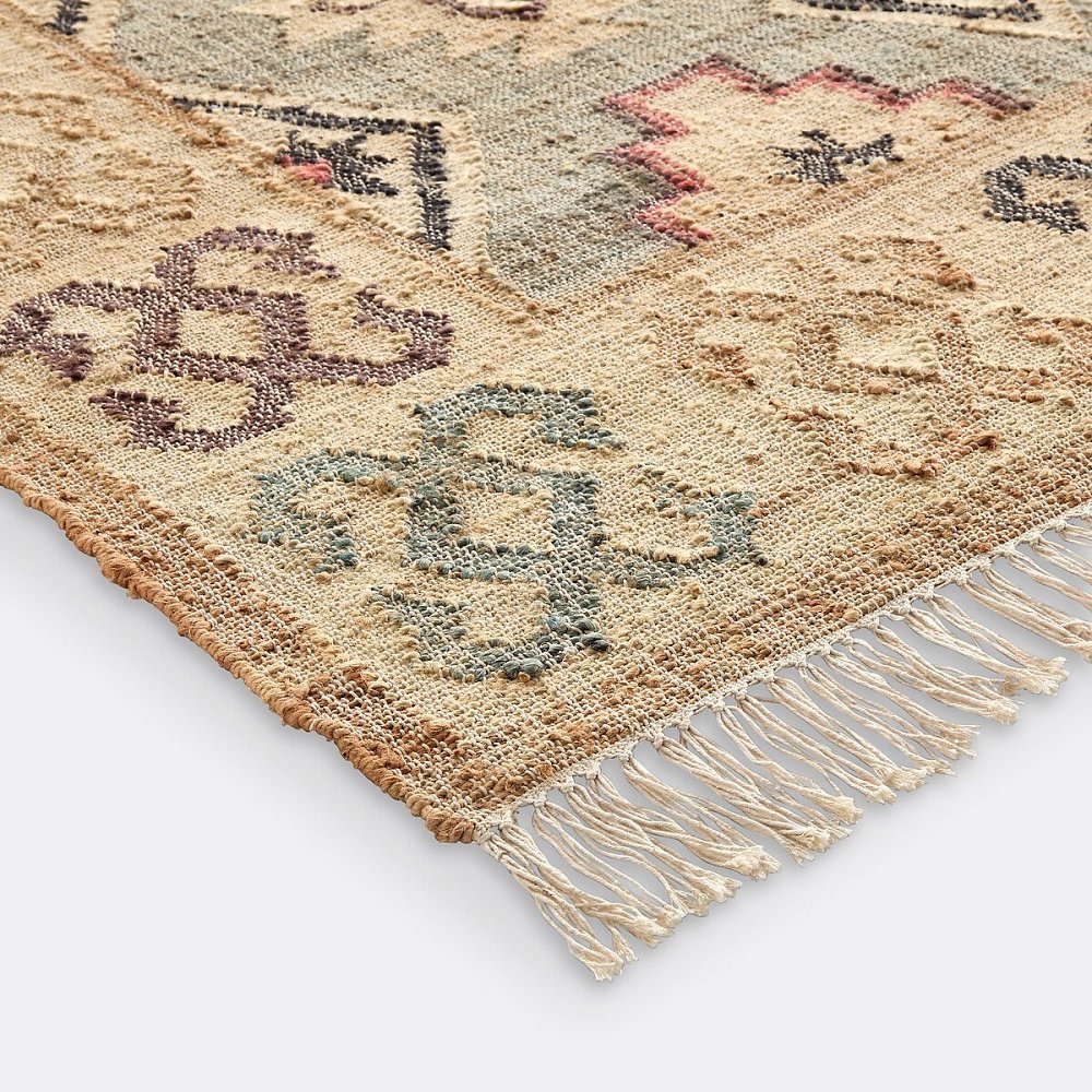 Ковер килим из джута и хлопка с эффектом старины Kaliny 160 x 230 см разноцветный