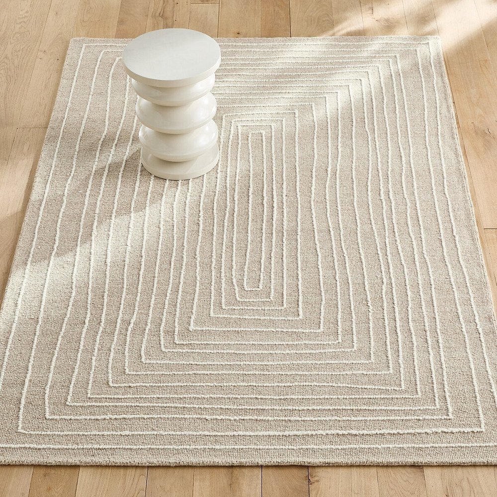 Ковер ручной работы вышитая шерсть Ikar 160 x 230 см бежевый