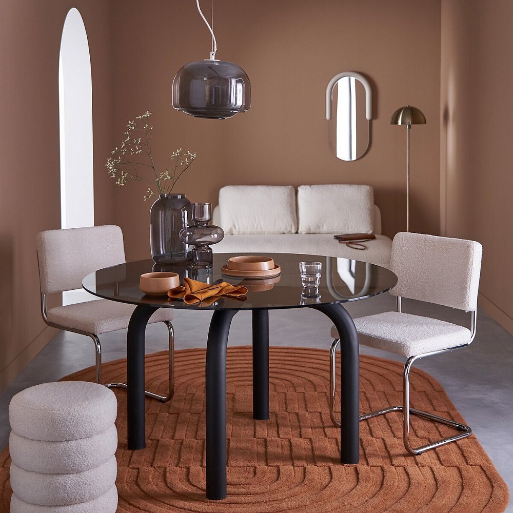 Ковер овальный из шерсти Malko 160 x 230 см каштановый