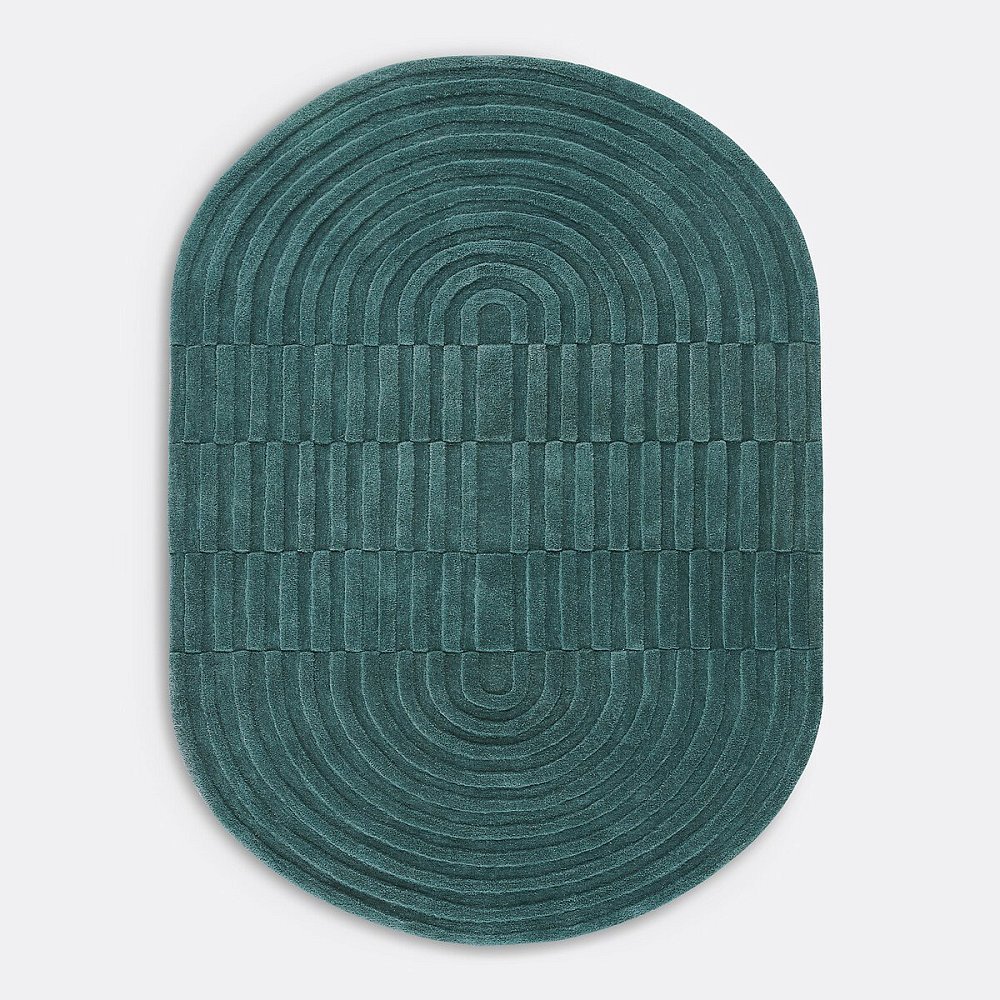 Ковер овальный из шерсти Malko 200 x 290 см зеленый