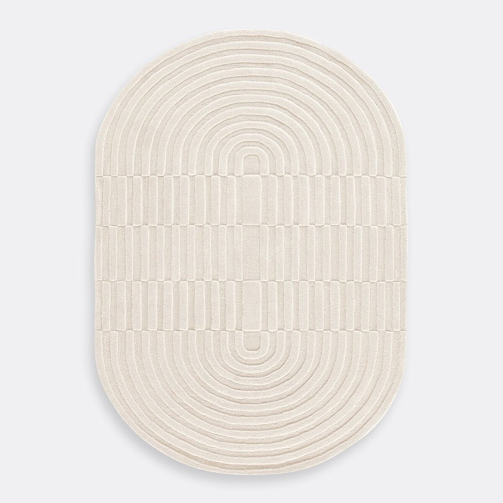Ковер овальный из шерсти Malko 160 x 230 см бежевый
