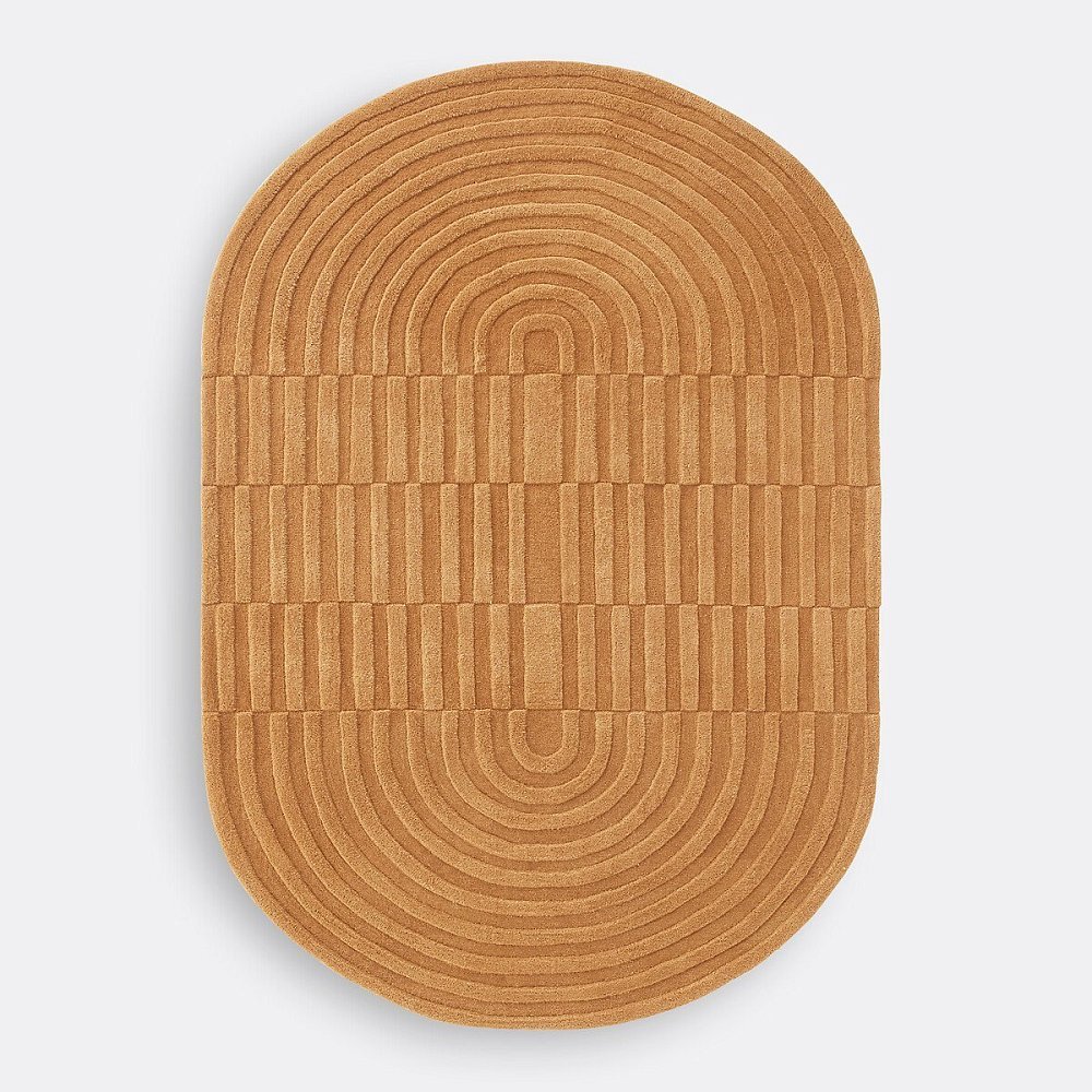 Ковер овальный из шерсти Malko 200 x 290 см каштановый