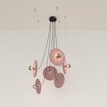 Люстра Fest 6L с розовыми стеклянными дисками 1223