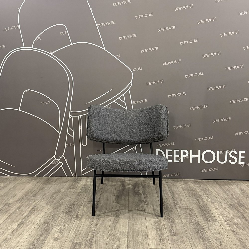 Кресло Лимож серая ткань букле ножки металл (черный)