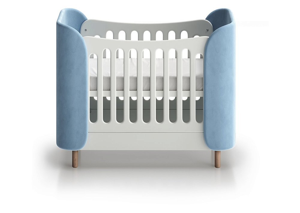 Кроватка KIDI Soft mini cпальное место 60*120 см антивандальная ткань (голубой)