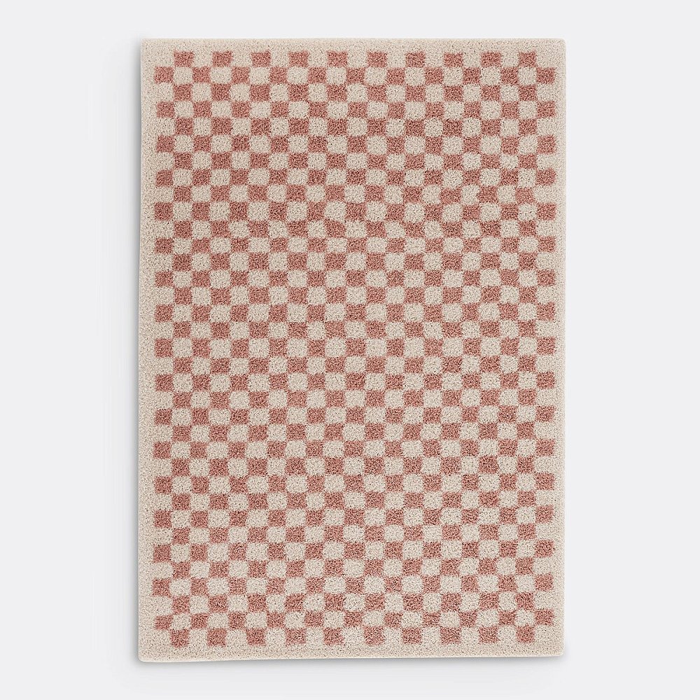 Ковер с шахматным принтом Eras 160 x 230 см розовый