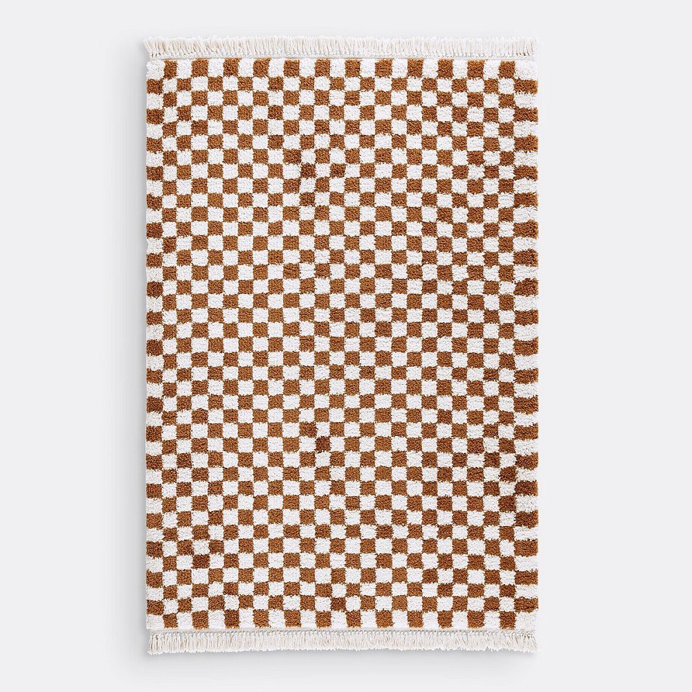 Ковер с шахматным принтом Danito 120 x 170 см каштановый