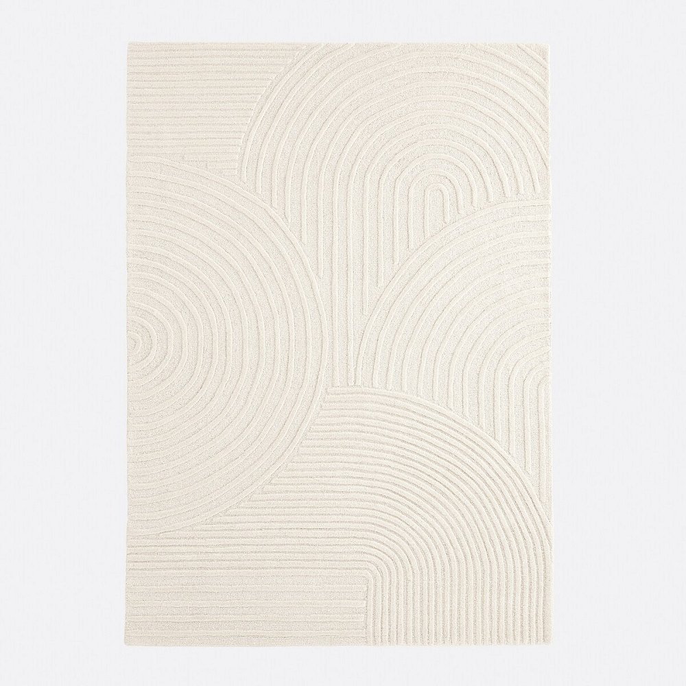 Ковер с графическим узором 100 шерсть Melko 160 x 230 см бежевый