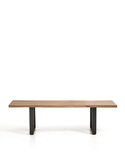 Скамейка Uxue из массива акации с черными стальными ножками, 160 x 45 см