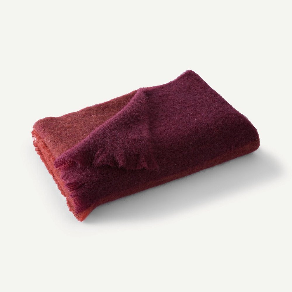 Двухцветный плед из шерсти и полиамида Tzara Тзара 130 x 180 см красный