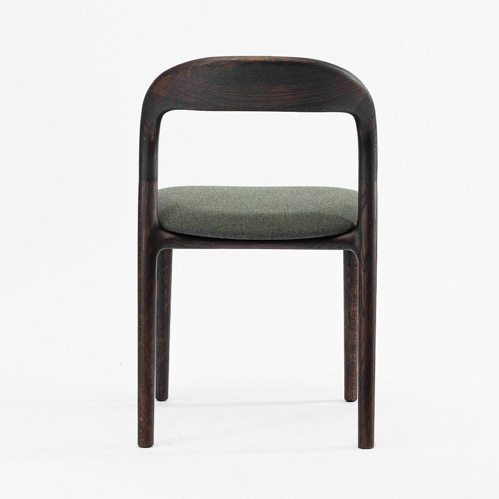 Стул Лугано без подлокотников зеленая ткань дуб тон темный орех (масло)