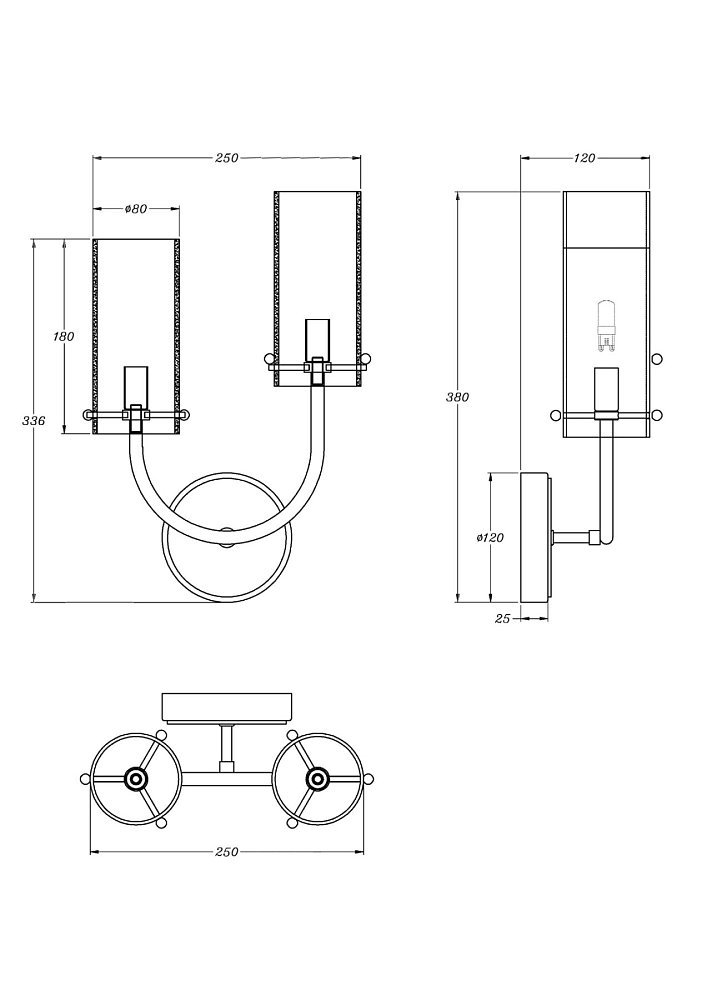 Настенный светильник (бра) Arco MOD223WL-02BS1