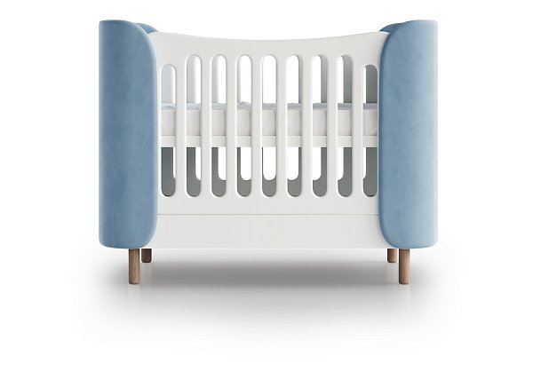Кроватка KIDI Soft mini cпальное место 60*120 см (голубой)