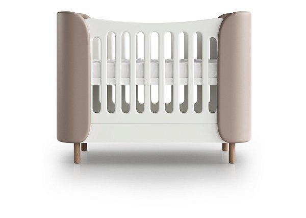 Кроватка KIDI Soft mini cпальное место 60*120 см (бежевый, экокожа)