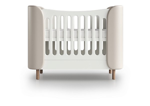 Кроватка KIDI Soft mini cпальное место 60*120 см (молочный, экокожа)