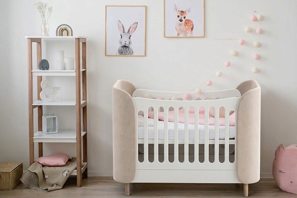 Кроватка KIDI Soft mini cпальное место 60*120 см антивандальная ткань (бежевый)