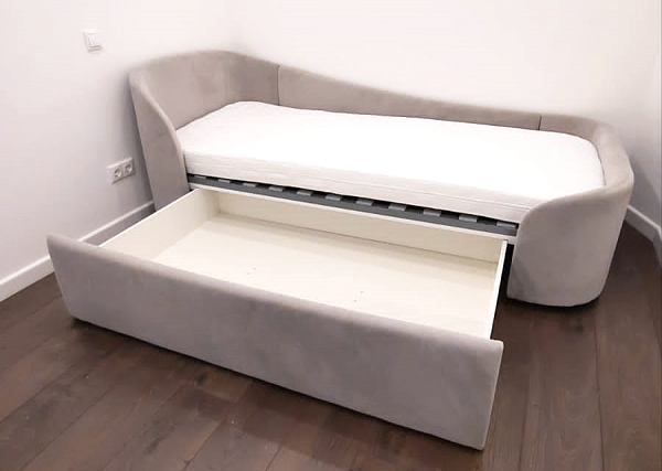 Диван-кровать KIDI Soft с низким изножьем 90*200 см R антивандальная ткань (серый)