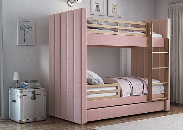 Кровать двухъярусная Cosy антивандальная ткань (розовый)