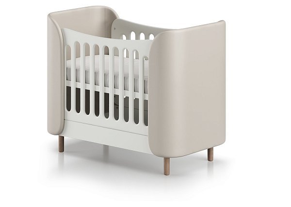 Кроватка KIDI Soft mini cпальное место 60*120 см (молочный, экокожа)