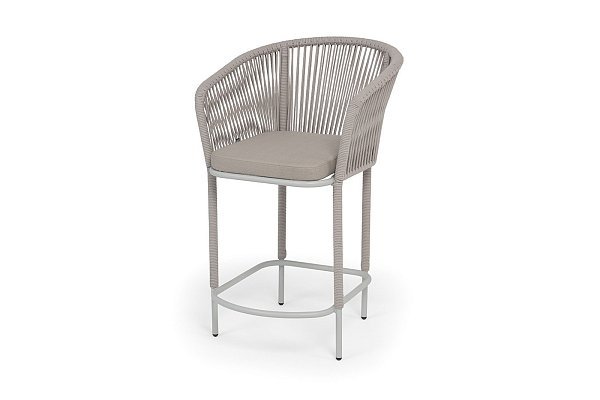 Марсель стул полубарный плетеный из роупа, каркас из стали светло-серый (RAL7035) муар, роуп бежевый круглый, ткань Mossle бежевая, пос.H65