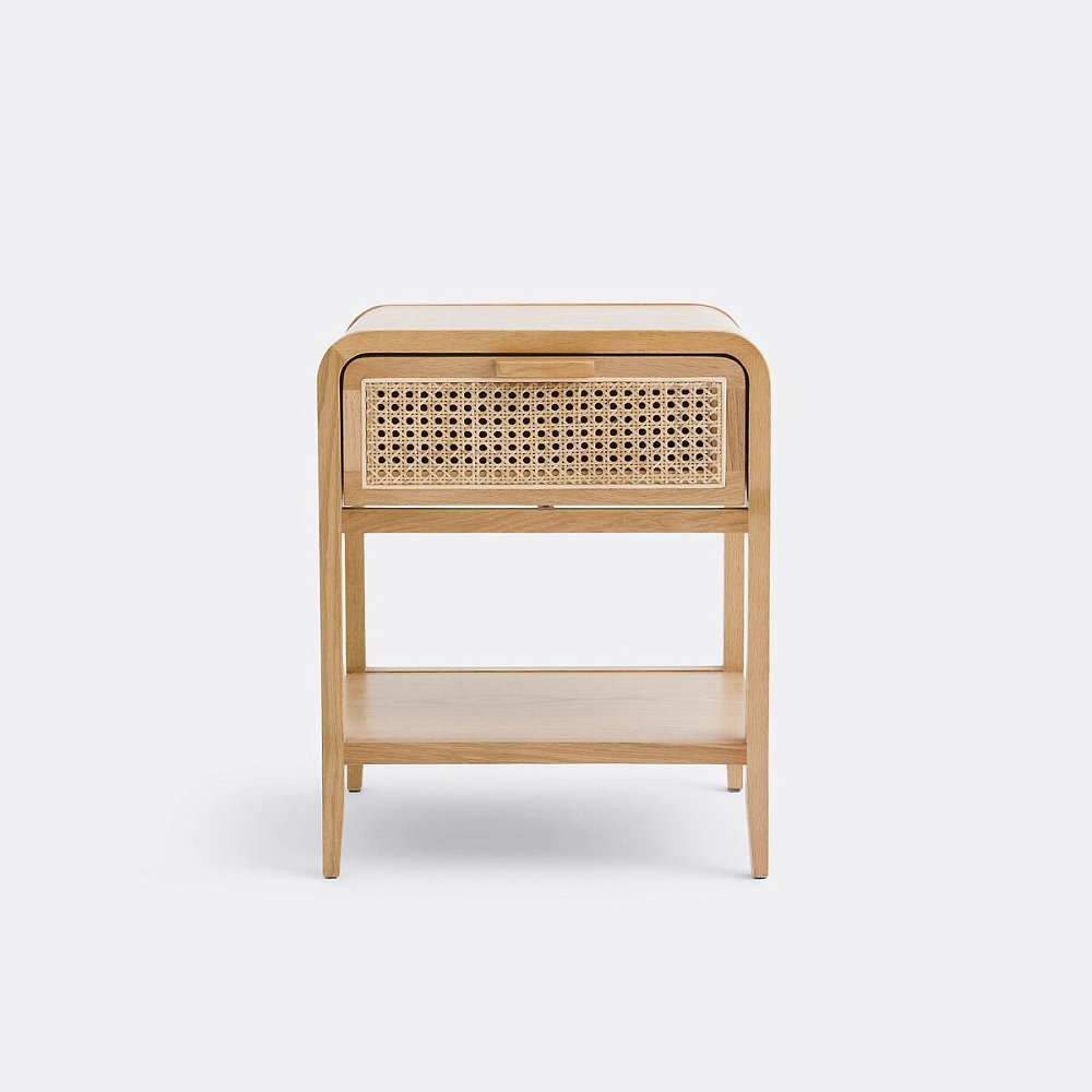 Прикроватная тумбочка из дуба со шпоном ротанга и тростника, MADARA МАДАРА единый размер бежевый