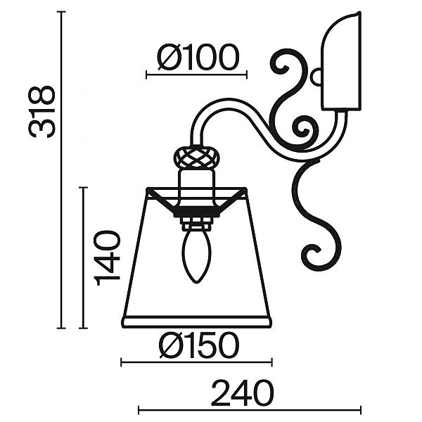 Настенный светильник (бра) Driana FR2405-WL-01-BZ