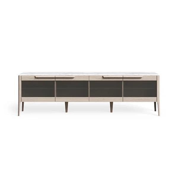 Тумба под ТВ RIVI Harvey со стеклом (молочный дуб) 212,2x45x61,5