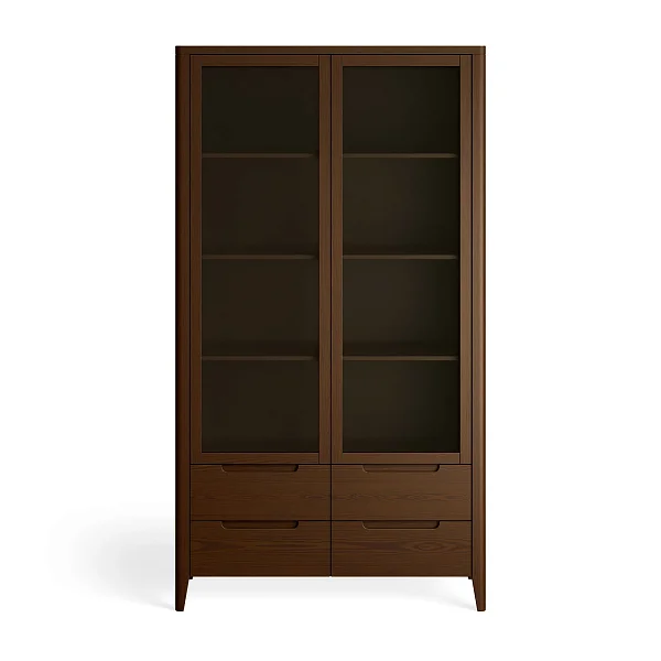 Шкаф библиотека RIVI Ruby (2-х ств.) (ясень/орех светлый) 100x45x210