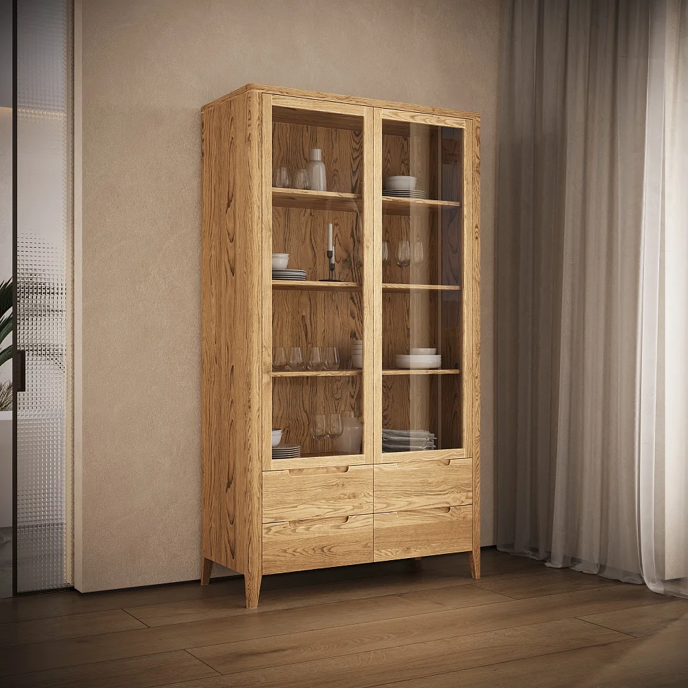 Шкаф библиотека RIVI Ruby (2-х ств.) (ясень/пинотекс) 100x45x210