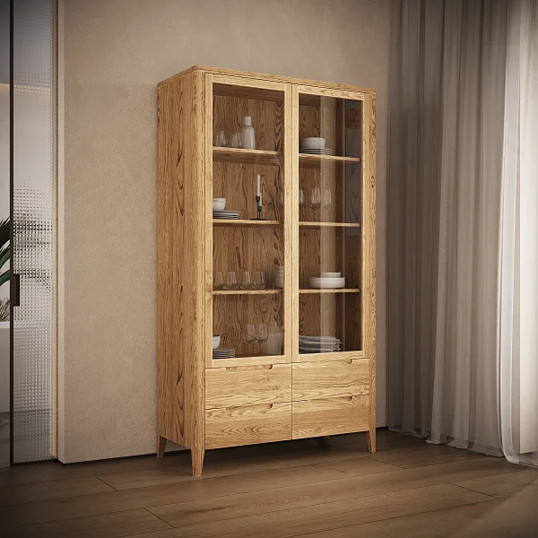 Шкаф библиотека RIVI Ruby (2-х ств.) (ясень/пинотекс) 100x45x210