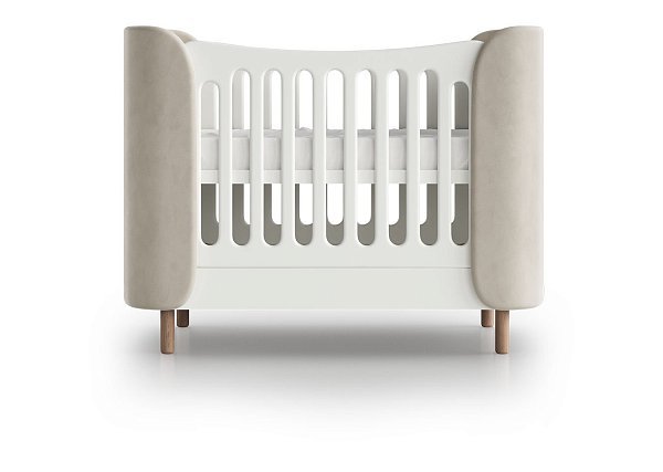 Кроватка KIDI Soft mini cпальное место 60*120 см антивандальная ткань (молочный)