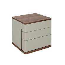 Прикроватная тумбочка 7166/MB2320NS из серого лака и шпона ореха