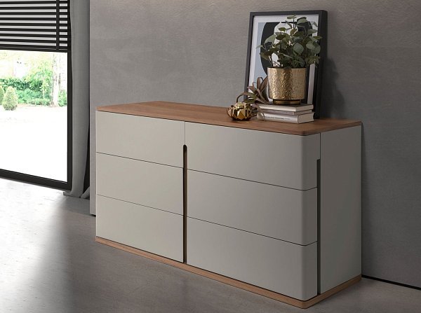 Комод 7168/MC2320DR из серого лака и орехового дерева