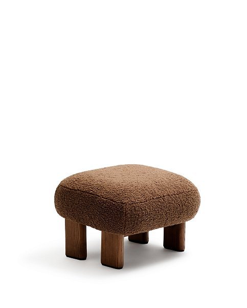 Пуф Cabana Taupe Boucle с ножками в отделке орех 65x55,4